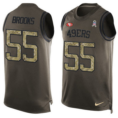 Mens San Francisco 49ers 55 Ahmad Brooks Green Salute To Service Hot Pressing Player Name Number Nike Nfl Tank Top Jersey