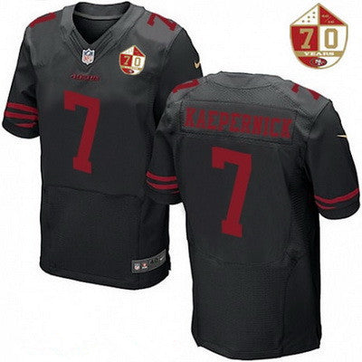 Mens San Francisco 49ers 7 Colin Kaepernick Black Color Rush 70th Anniversary Patch Stitched Nfl Nike Elite Jersey