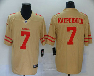 Mens San Francisco 49ers 7 Colin Kaepernick Gold 2019 Inverted Legend Stitched Nfl Nike Limited Jersey