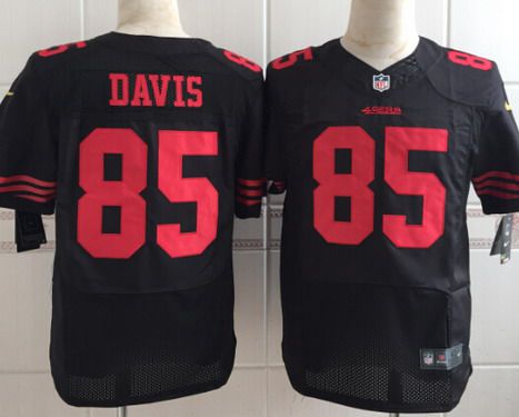 Mens San Francisco 49ers 85 Vernon Davis 2015 Nike Black Elite Jersey