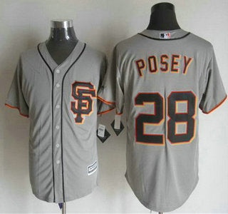 Mens San Francisco Giants 28 Buster Posey Alternate Gray Sf 2015 Mlb Cool Base Jersey