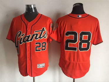 Mens San Francisco Giants 28 Buster Posey Orange 2016 Flexbase Majestic Baseball Jersey