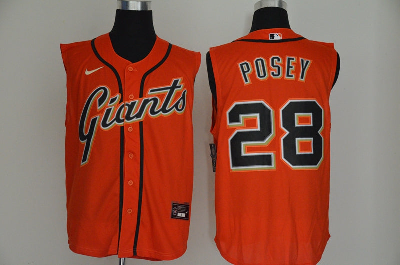 Mens San Francisco Giants 28 Buster Posey Orange 2020 Cool And Refreshing Sleeveless Fan Stitched Mlb Nike Jersey