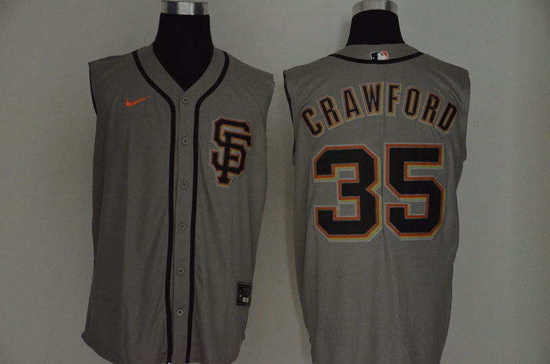 Mens San Francisco Giants 35 Brandon Crawford Gray 2020 Cool And Refreshing Sleeveless Fan Stitched Mlb Nike Jersey