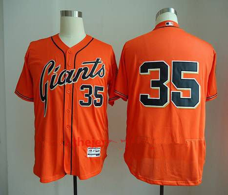 Mens San Francisco Giants 35 Brandon Crawford No Name Orange Stitched Mlb Majestic Flex Base Jersey