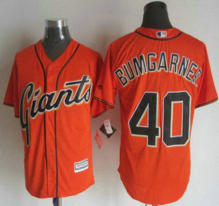 Mens San Francisco Giants 40 Madison Bumgarner Alternate Orange 2015 Mlb Cool Base Jersey