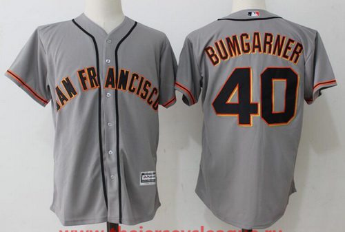 Mens San Francisco Giants 40 Madison Bumgarner Gray Road Stitched Mlb Majestic Cool Base Jersey