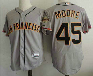Mens San Francisco Giants 45 Matt Moore Gray Road Stitched Mlb 2016 Majestic Flex Base Jersey