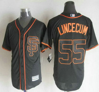 Mens San Francisco Giants 55 Tim Lincecum Alternate Black Sf 2015 Mlb Cool Base Jersey
