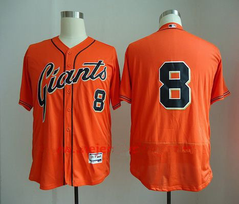 Mens San Francisco Giants 8 Hunter Pence No Name Orange Stitched Mlb Majestic Flex Base Jersey