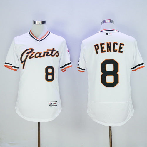 Mens San Francisco Giants 8 Hunter Pence White Pullover 2016 Flexbase Majestic Baseball Jersey