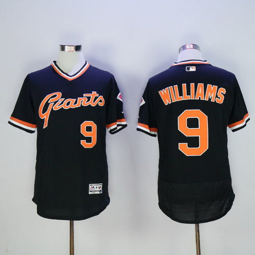 Mens San Francisco Giants 9 Matt Williams Retired Black Pullover 2016 Flexbase Majestic Baseball Jersey