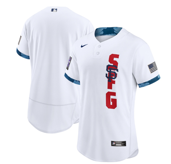 Mens San Francisco Giants Blank 2021 White All star Flex Base Stitched Mlb Jersey