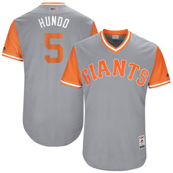 Mens San Francisco Giants Nick Hundley Hundo Majestic Gray 2017 Players Weekend Authentic Jersey
