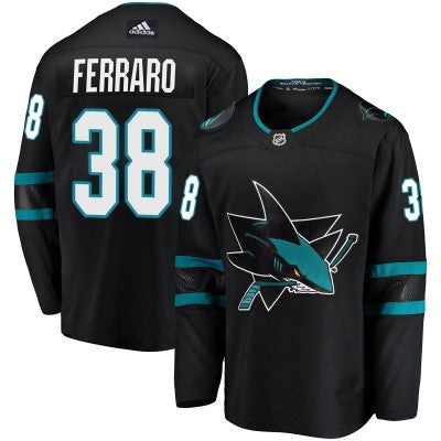 Mens San Jose Sharks 38 Mario Ferraro Adidas Breakaway Black Jersey