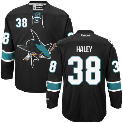 Mens San Jose Sharks 38 Micheal Haley Black Third Hockey Jersey