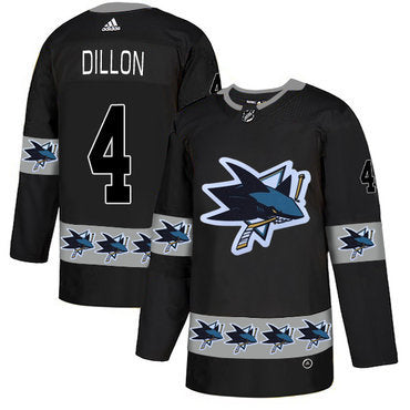 Mens San Jose Sharks 4 Brenden Dillon Black Team Logos Fashion Adidas Jersey