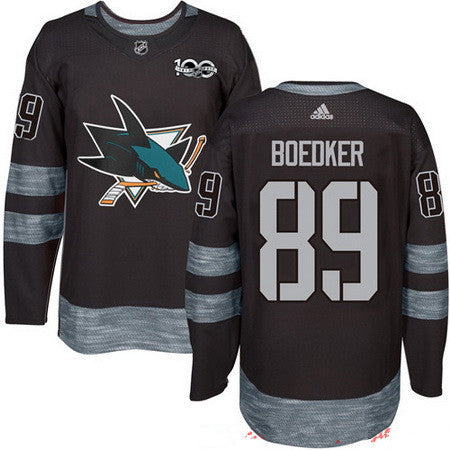Mens San Jose Sharks 89 Mikkel Boedker Black 100th Anniversary Stitched Nhl 2017 Adidas Hockey Jersey