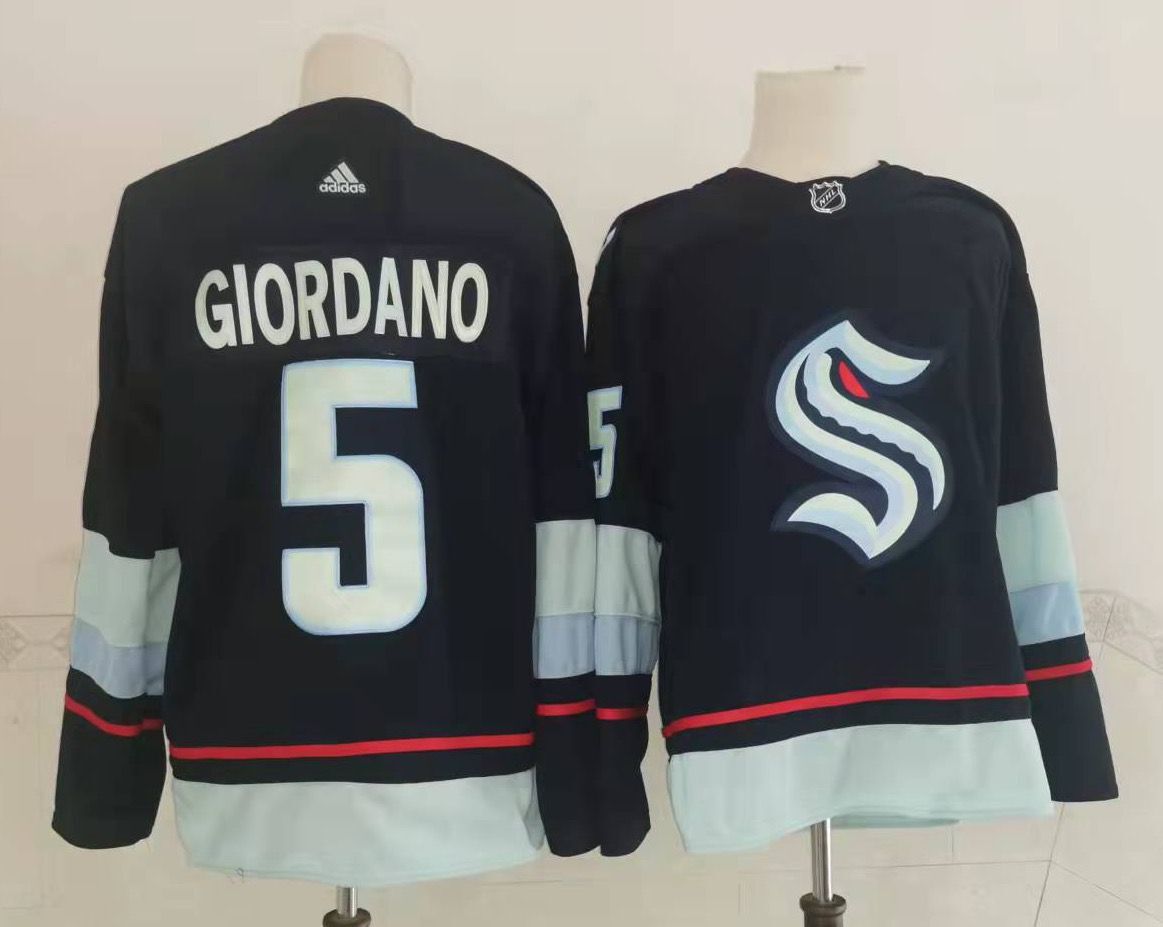 Mens Seattle Kraken 5 Mark Giordano Navy Blue Adidas Stitched Nhl Jersey
