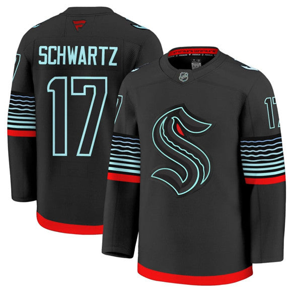 Men's Seattle Kraken #17 Jaden Schwartz Jersey Black Alternate Stitched