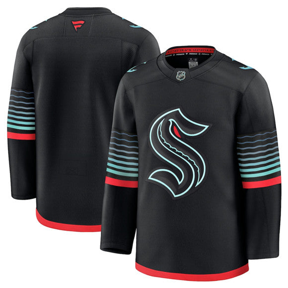 Men's Seattle Kraken Jersey Blank Black Alternate Stitched