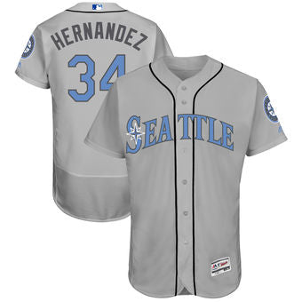 Mens Seattle Mariners34 Felix Hernandez Majestic Gray Fathers Day Flexbase Jersey