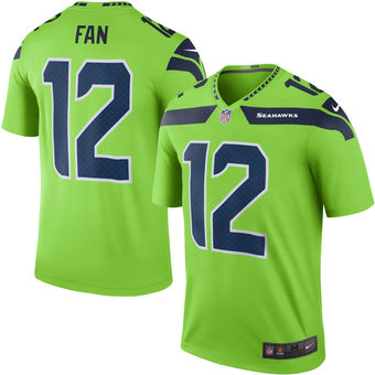 Mens Seattle Seahawks 12 Fan Nike Green Color Rush Legend Jersey