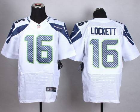 Mens Seattle Seahawks 16 Tyler Lockett Nike White Elite Jersey