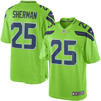 Mens Seattle Seahawks 25 Richard Sherman Nike Green Color Rush Limited Jersey