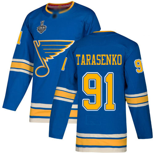 Mens St Louis Blues 91 Vladimir Tarasenko Blue Alternate Authentic 2019 Stanley Cup Final Bound Stitched Hockey Jersey