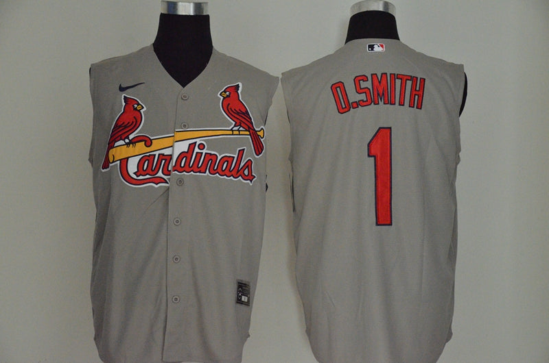 Mens St Louis Cardinals 1 Ozzie Smith Gray 2020 Cool And Refreshing Sleeveless Fan Stitched Mlb Nike Jersey