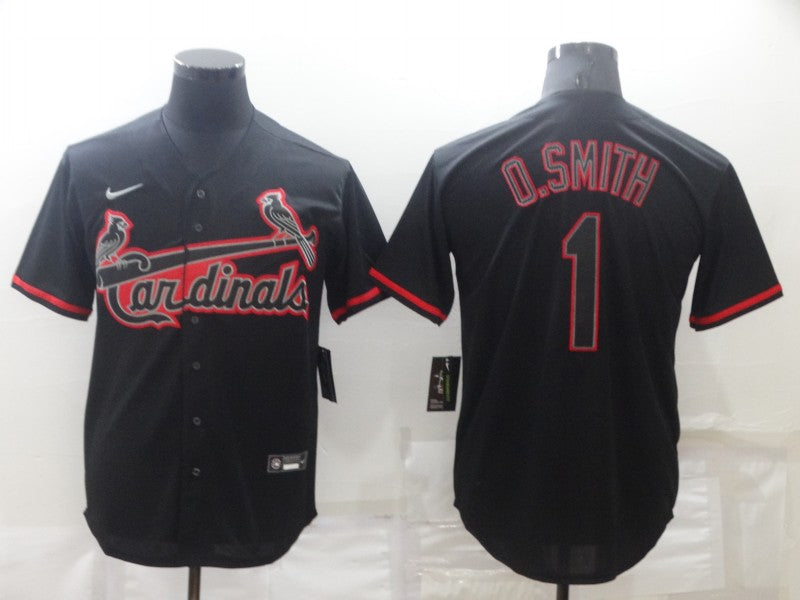 Mens St Louis Cardinals 1 Ozzie Smith Lights Out Black Fashion Stitched Mlb Cool Base Nike Jersey