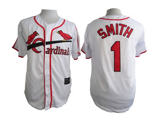 Mens St Louis Cardinals 1 Ozzie Smith White 75th Majestic Throwback Jersey