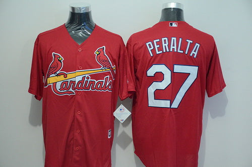 Mens St Louis Cardinals 27 Jhonny Peralta Red 2015 Mlb Cool Base Jersey
