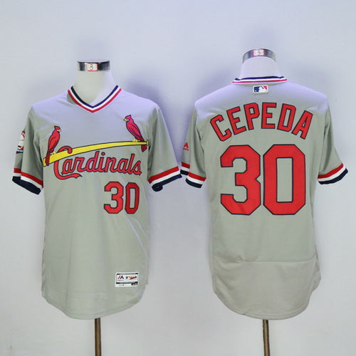 Mens St Louis Cardinals 30 Orlando Cepeda Retired Gray Pullover 2016 Flexbase Majestic Baseball Jersey