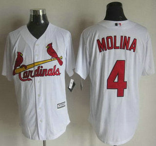 Mens St Louis Cardinals 4 Yadier Molina Home White 2015 Mlb Cool Base Jersey