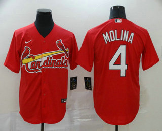 Mens St Louis Cardinals 4 Yadier Molina Red Stitched Mlb Cool Base Nike Jersey