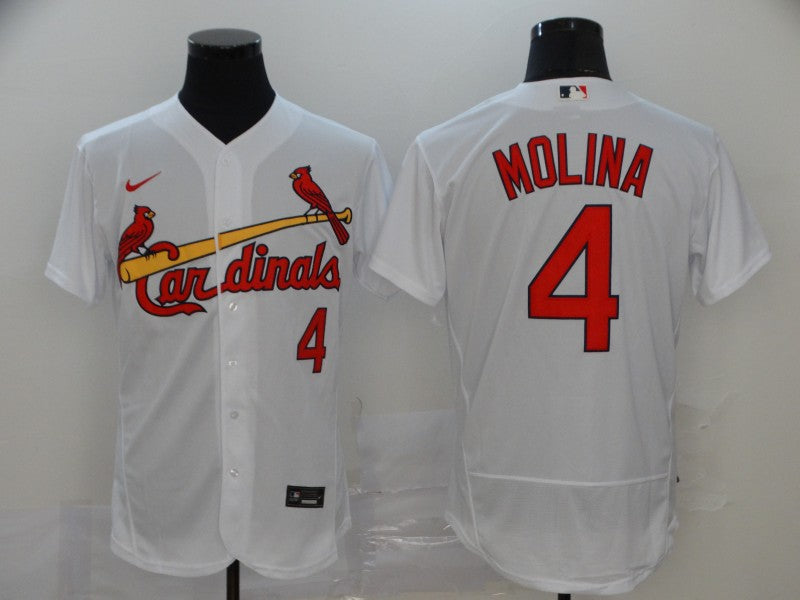 Mens St Louis Cardinals 4 Yadier Molina White Stitched Mlb Flex Base Nike Jersey
