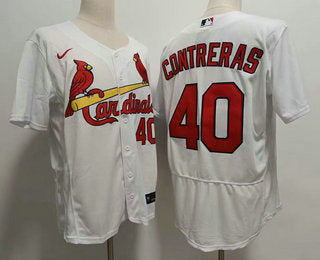 Mens St Louis Cardinals 40 Willson Contreras White Stitched Mlb Flex Base Nike Jersey