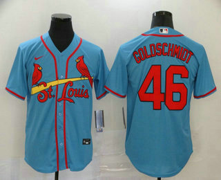 Mens St Louis Cardinals 46 Paul Goldschmidt Light Blue Stitched Mlb Cool Base Nike Jersey