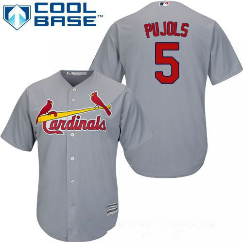 Mens St Louis Cardinals 5 Albert Pujols Gray Road Stitched Mlb Majestic Cool Base Jersey