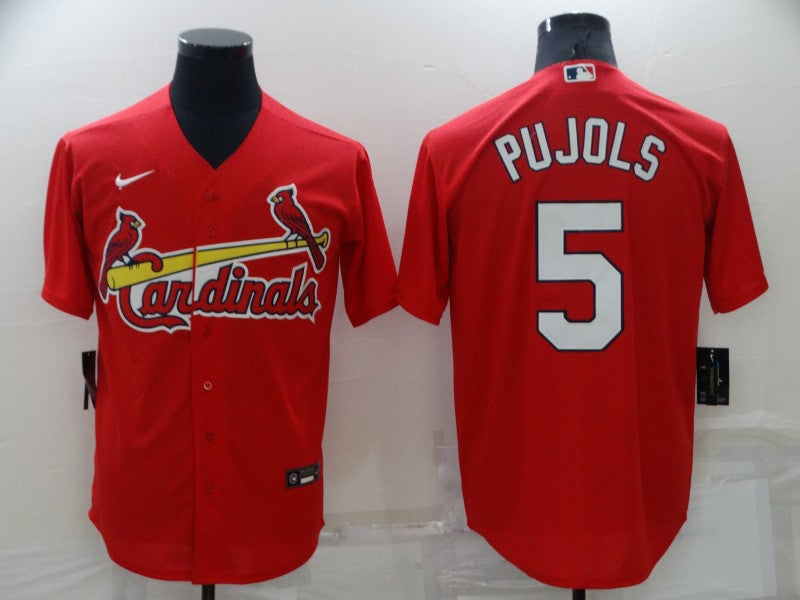Mens St Louis Cardinals 5 Albert Pujols Red Stitched Mlb Cool Base Nike Jersey