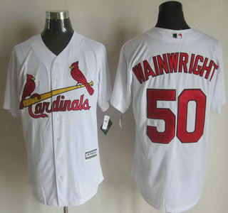 Mens St Louis Cardinals 50 Adam Wainwright Home White 2015 Mlb Cool Base Jersey