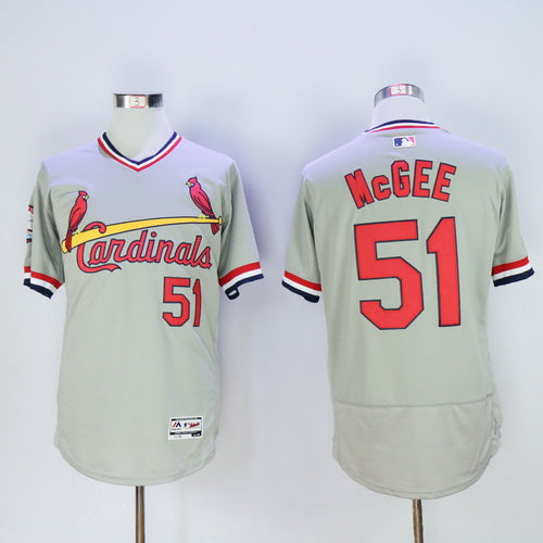 Mens St Louis Cardinals 51 Willie Mcgee Retired Gray Pullover 2016 Flexbase Majestic Baseball Jersey