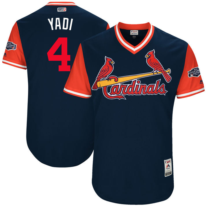 Mens St Louis Cardinals Yadier Molina Yadi Majestic Navy 2017 Players Weekend Authentic Jersey