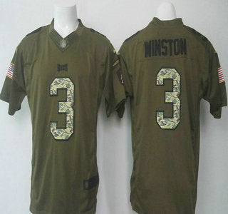 Mens Tampa Bay Buccaneers 3 Jameis Winston Green Salute To Service Limited Jersey