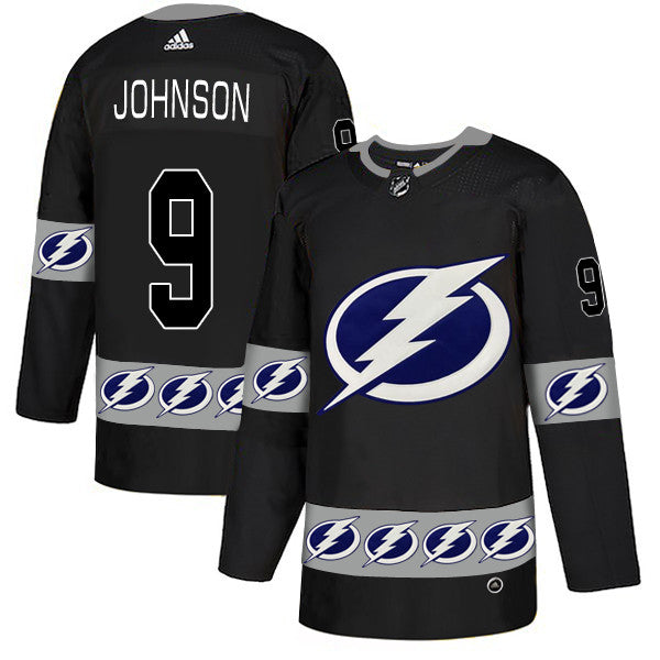 Mens Tampa Bay Lightning 9 Tyler Johnson Black Team Logos Fashion Adidas Jersey