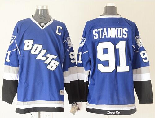 Mens Tampa Bay Lightning 91 Steven Stamkos Blue Third Stitched Nhl Jersey