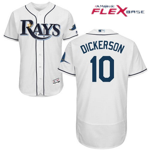 Mens Tampa Bay Rays 10 Corey Dickerson White Home Stitched Mlb Majestic Flex Base Jersey