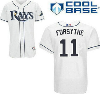 Mens Tampa Bay Rays 11 Logan Forsythe White Cool Base Baseball Jersey